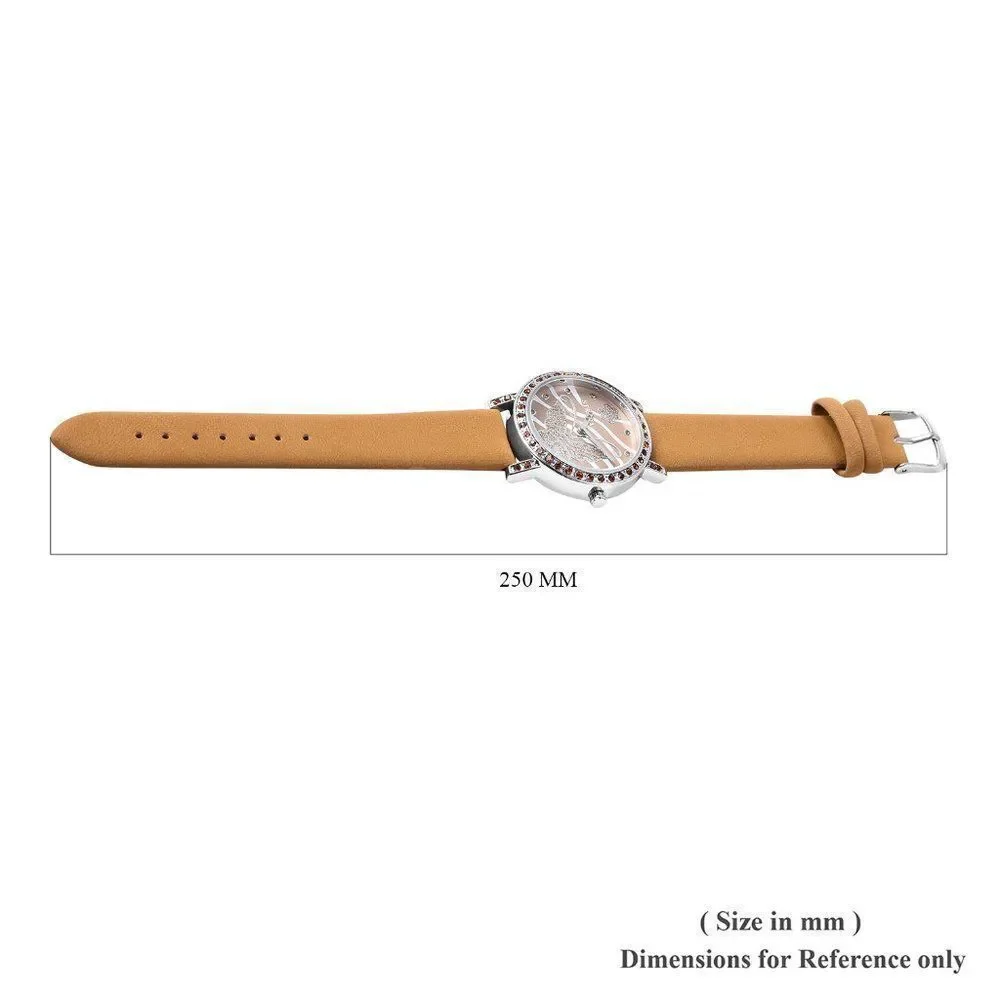 STRADA Watch Camel Faux Leather Band
